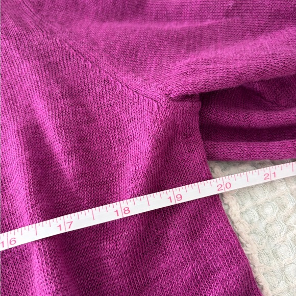 Eileen Fisher Linen Open Front Drape Cardigan Fuchsia Purple Size L - Picture 4 of 7